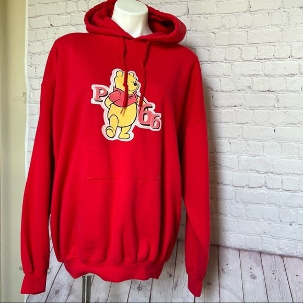 Vintage Disney Store Red Winnie The Pooh Bear Hoodie Sweatshirt XL Unisex